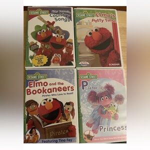 Sesame Street 4 DVD Lot Kids Country Songs Elmo’s Potty Time Bookaneers Princess